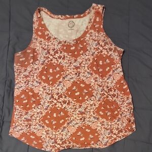 Maurices Rust Orange Floral Scoop Neck Tank